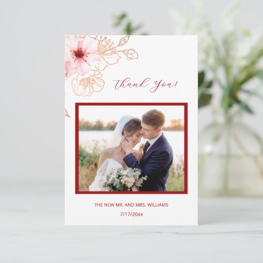 Cherry Blossom Foto Weddenschap Hartelijk dank Bedankkaart (Staand voorkant)
