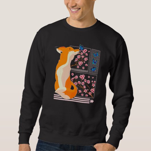 Cherry Blossom Fox Japanse Cherry Blossom Flower Trui (Voorkant)