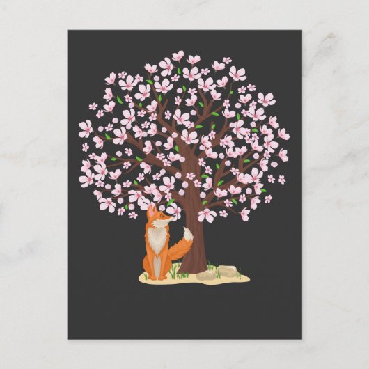 Cherry Blossom Fox Japanse Sakura-boom Briefkaart (Voorkant)