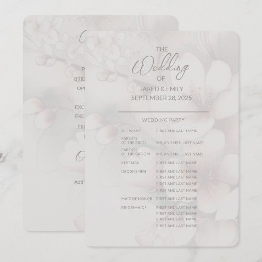 Cherry Blossom Full Wedding Programma (Voorkant / Achterkant)