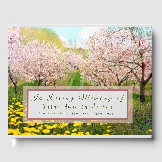 Cherry Blossom Funeral Memorial Guest Book Gastenboek (Voorkant)