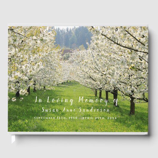 Cherry Blossom Funeral Memorial Guest Book Gastenboek (Voorkant)