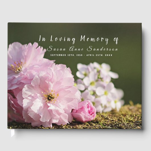 Cherry Blossom Funeral Memorial Guest Book Gastenboek (Voorkant)