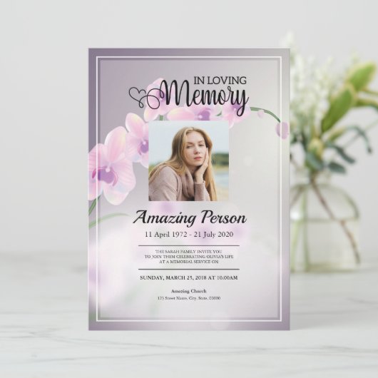 Cherry blossom Funeral order of service Invitation Kaart (Staand voorkant)