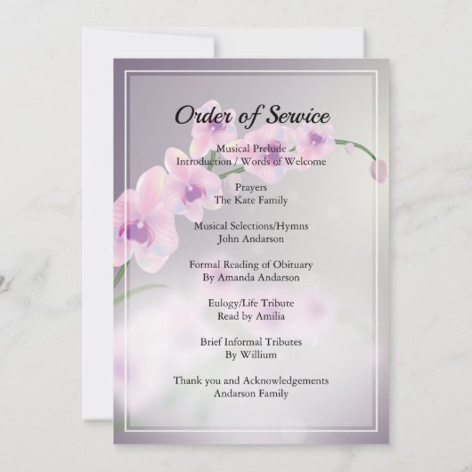 Cherry blossom Funeral order of service Invitation Kaart (Achterkant)