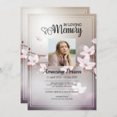 Cherry blossom Funeral order of service Invitation Kaart (Voorkant / Achterkant)