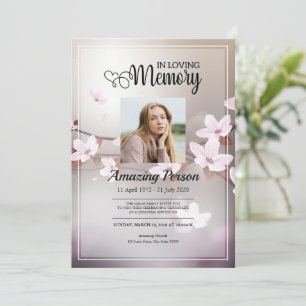 Cherry blossom Funeral order of service Invitation Kaart