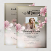 Cherry blossom Funeral order of service Invitation Kaart (Voorkant / Achterkant)