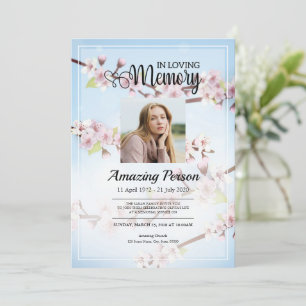 Cherry blossom Funeral order of service Invitation Kaart