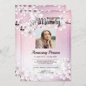 Cherry blossom Funeral order of service Invitation Kaart (Voorkant / Achterkant)