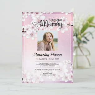 Cherry blossom Funeral order of service Invitation Kaart