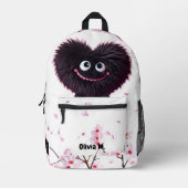 “Cherry Blossom Fuzzy Love” Print Cut Sew Bag Bedrukte Rugzak (Voorkant)