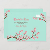 Cherry Blossom Garden Roze Groen Huwelijk Aankondigingskaart (Voorkant / Achterkant)