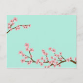 Cherry Blossom Garden Roze Groen Huwelijk Aankondigingskaart (Achterkant)