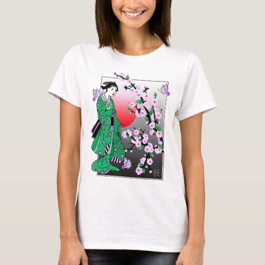 Cherry Blossom - Geisha Butterfly 3 T-Shirt (Voorkant)