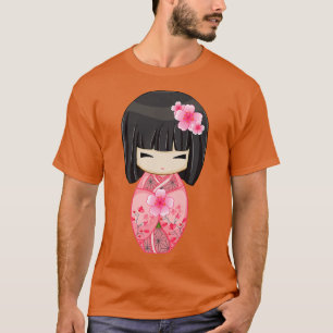 Cherry Blossom Geisha Japans Kokeshi Doll T-shirt