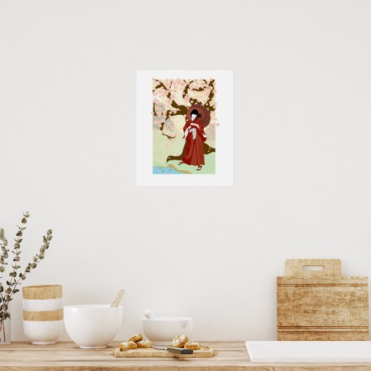 cherry blossom geisha poster (Keuken)