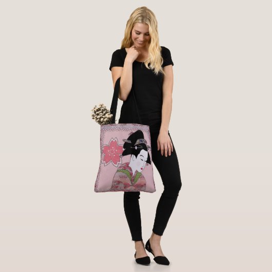 Cherry Blossom Geisha Tote Bag (Op model)
