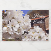 Cherry Blossom. Gelukkig Pasen Voedselcontainer Etiket (Enkel label)