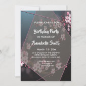 Cherry Blossom Geometric Floral Birthday Party Kaart (Voorkant)