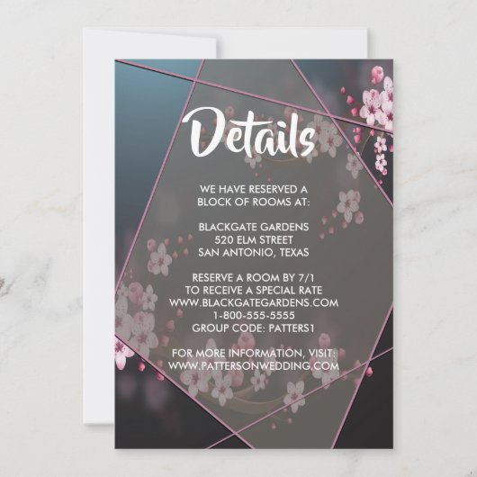 Cherry Blossom Geometric Floral Enclosure Kaart (Voorkant)