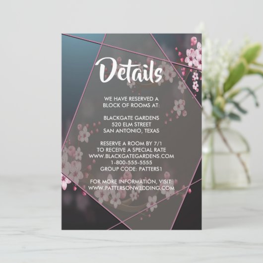 Cherry Blossom Geometric Floral Enclosure Kaart (Staand voorkant)