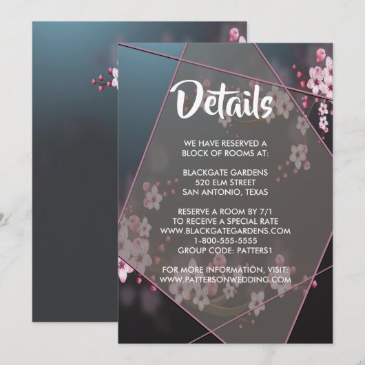 Cherry Blossom Geometric Floral Enclosure Kaart (Voorkant / Achterkant)