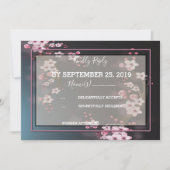 Cherry Blossom Geometric Floral RSVP Kaart (Voorkant)