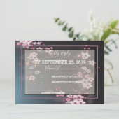 Cherry Blossom Geometric Floral RSVP Kaart (Staand voorkant)