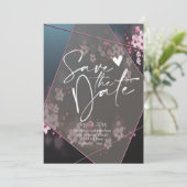 Cherry Blossom Geometric Floral save the date Invi Kaart (Staand voorkant)