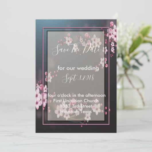 Cherry Blossom Geometric Floral slaat de datum op Kaart (Staand voorkant)