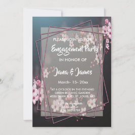 Cherry Blossom Geometric Floral Verloving Kaart