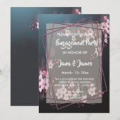 Cherry Blossom Geometric Floral Verloving Kaart (Voorkant / Achterkant)