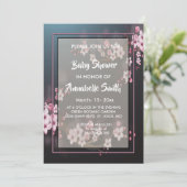 Cherry Blossom Geometrisch Bloemen Baby shower Kaart (Staand voorkant)