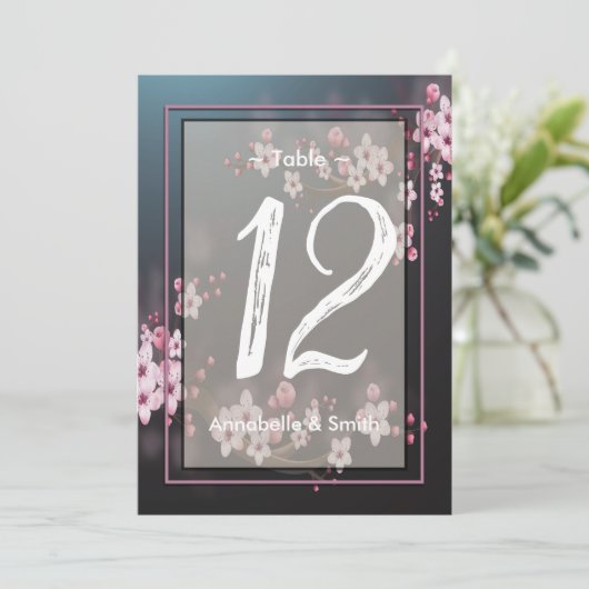 Cherry Blossom Geometrisch Bloemen tafelnummer (Staand voorkant)