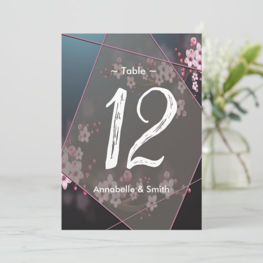 Cherry Blossom Geometrisch Bloemen tafelnummer (Staand voorkant)