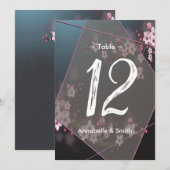 Cherry Blossom Geometrisch Bloemen tafelnummer (Voorkant / Achterkant)