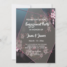 Cherry Blossom Geometrisch Bloemen Verloving Kaart