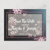 Cherry Blossom Geometrische Bloemen Bewaar de datu Aankondigingskaart (Voorkant)