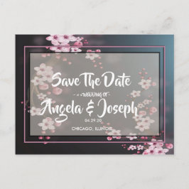 Cherry Blossom Geometrische Bloemen Bewaar de datu Aankondigingskaart