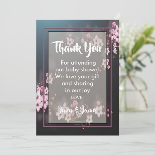 Cherry Blossom Geometrische Bloemen dank u Kaart (Staand voorkant)