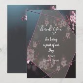 Cherry Blossom Geometrische Bloemen dank u Kaart (Voorkant / Achterkant)