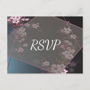 Cherry Blossom Geometrische Bloemen RSVP Uitnodiging Briefkaart