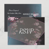 Cherry Blossom Geometrische Bloemen RSVP Uitnodiging Briefkaart (Voorkant / Achterkant)