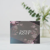 Cherry Blossom Geometrische Bloemen RSVP Uitnodiging Briefkaart (Staand voorkant)