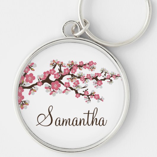 Cherry Blossom Gepersonaliseerd Sleutelhanger (roz (Voorkant)