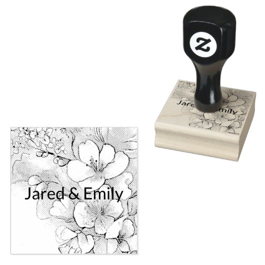Cherry Blossom Gepersonaliseerde Wood Art Stamp Rubberstempel (Gestempeld)