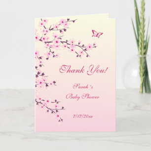 Cherry Blossom Girl Baby shower Bedankkaart