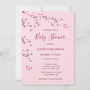 Cherry Blossom Girl Baby shower Kaart