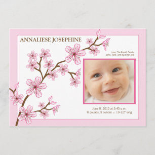 Cherry Blossom Girl Birth kondiging : baby roze Aankondiging